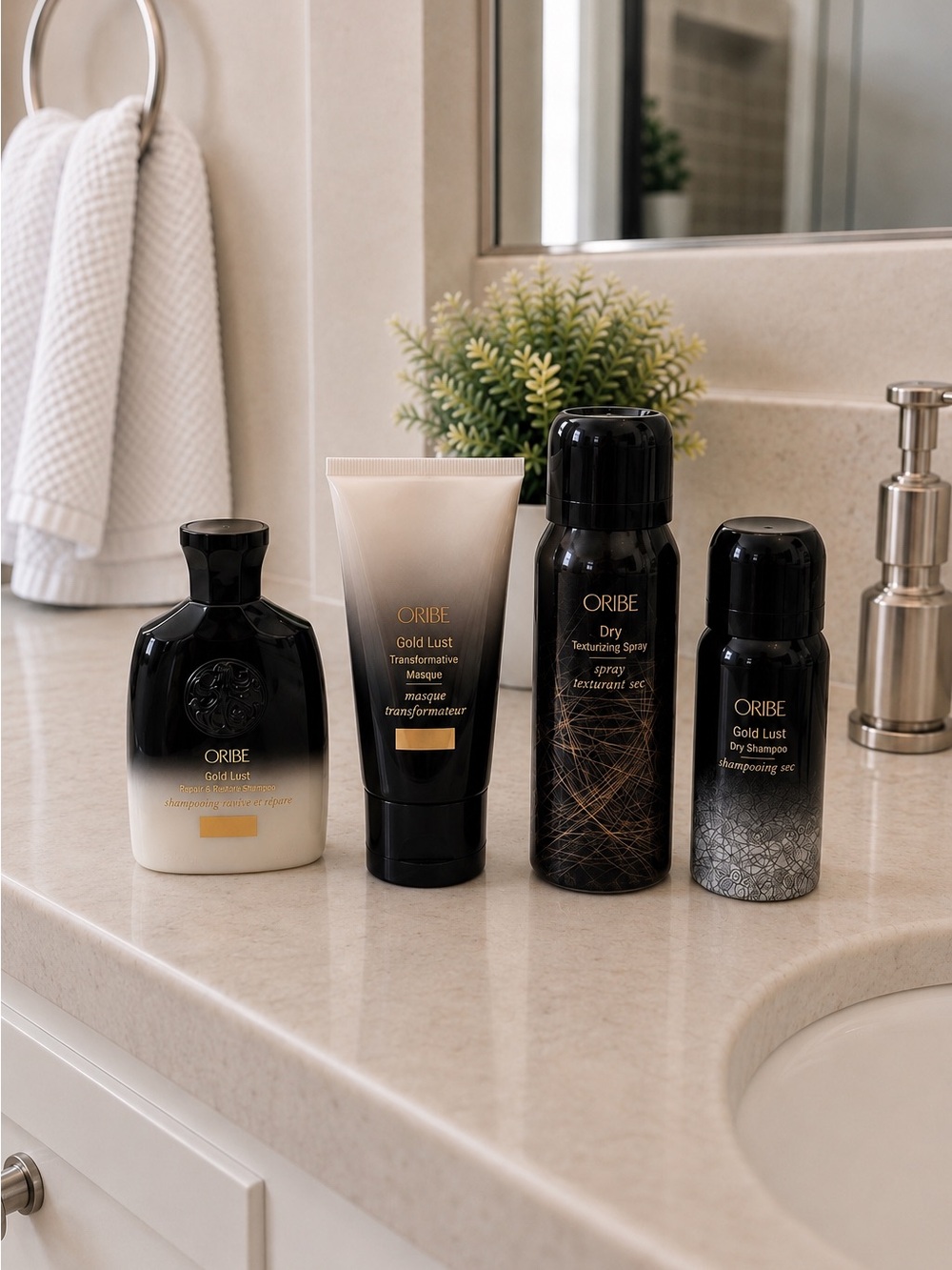Oribe Gold Lust Travel Shampoo Conditioner & Styling 4-Piece Mini Travel Set